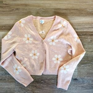 Floral Pink Cardigan Sweater